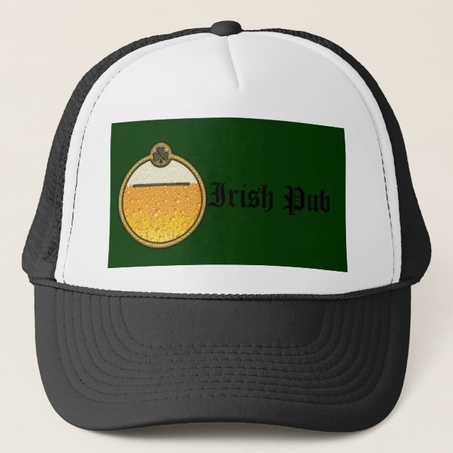 Stylish  Irish Pub beer logo Trucker Hat (Front)