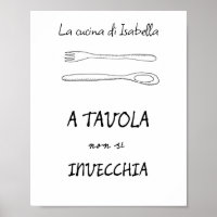 Stylish italian kitchen art spoon fork quote 