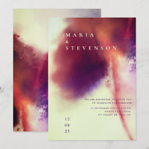 Stylish Ivory Brown Watercolor Dandelion Wedding Invitation