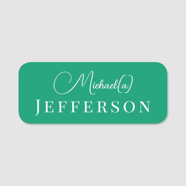 Stylish Jade Green Polished Business Name Tag (Front)