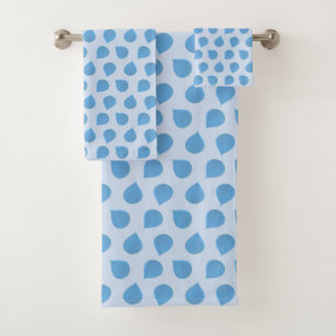 Stylish Jade Tree Leaves on Light Blue Bath Towel Set