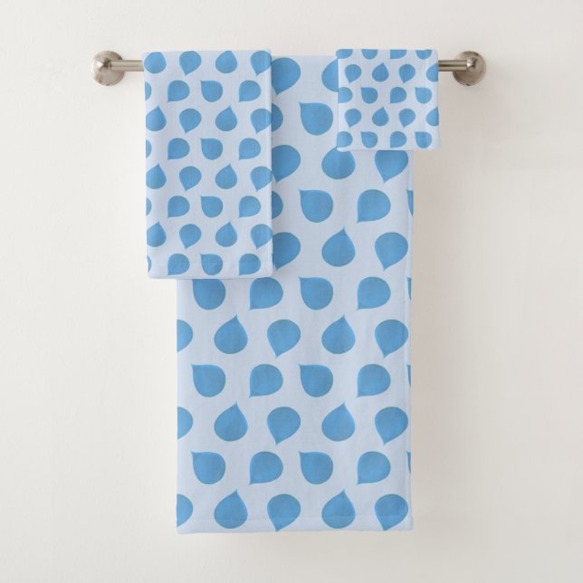 Stylish Jade Tree Leaves on Light Blue Bath Towel Set (Insitu)