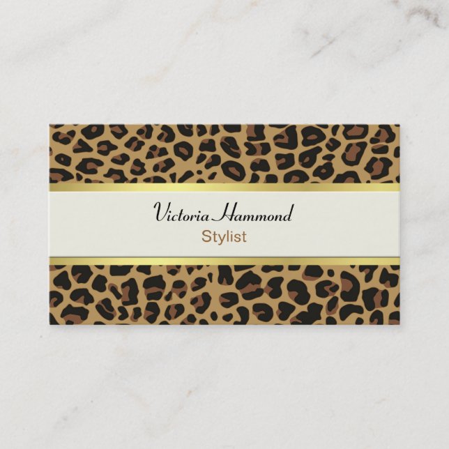 Stylish Jaguar Print Business Card (Front)