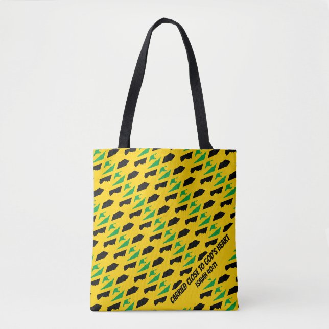 Stylish JAMAICA FLAG Isaiah 40 God's Heart Tote Bag (Front)
