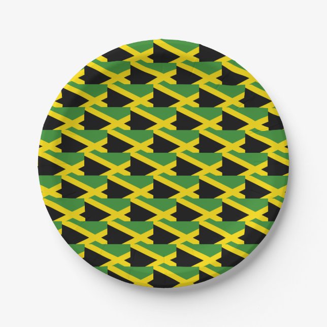 Stylish Jamaica Flag Paper Plate (Front)