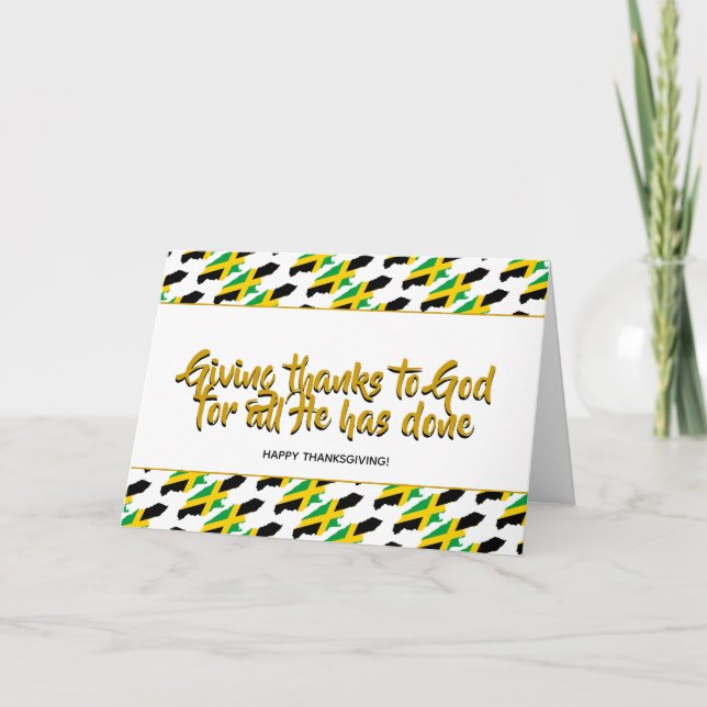 Stylish JAMAICA Giving Thanks THANKSGIVING Holiday Card (Front)