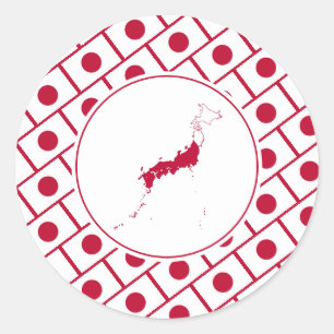 Stylish JAPAN FLAG Classic Round Sticker