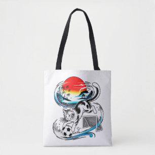 Stylish Japanese Soccer Cat for shopping art anime Tote Bag