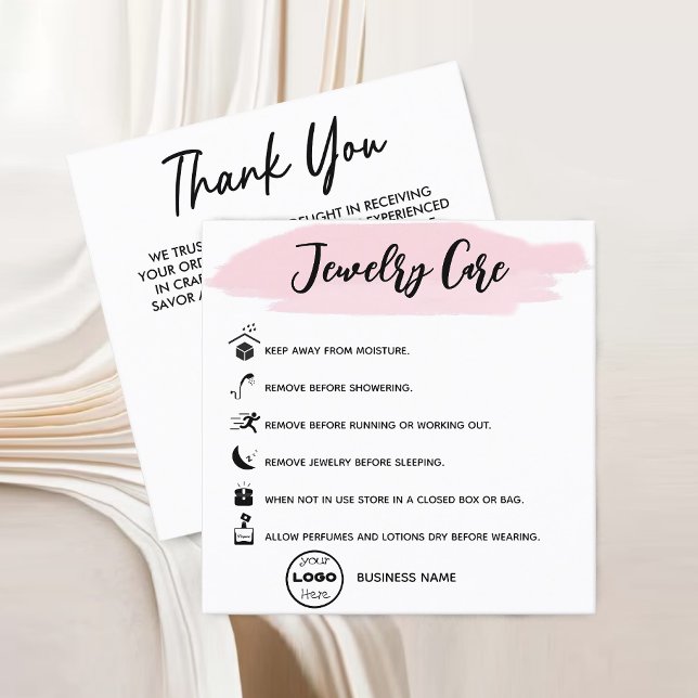 Stylish Jewellery Care Thank You Company Logo Square Business Card (Stylish Jewelry Care Thank You Company Logo Business Card)