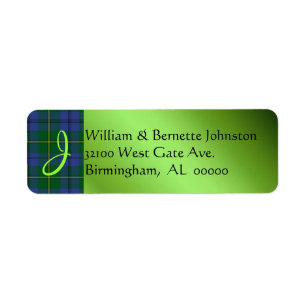 Stylish Johnston Plaid Monogram Custom Labels