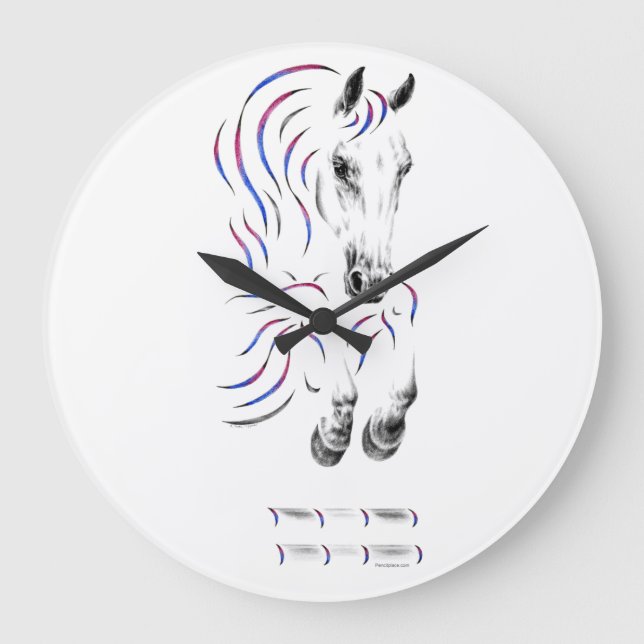 Stylish Jumping Jumper Horse Large Clock (Front)