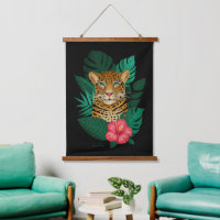 Stylish Jungle Leopard Floral Art | Green Black