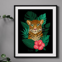 Stylish Jungle Leopard Floral Art | Green Black
