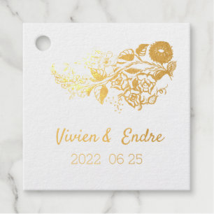 Stylish Kalocsai florals - personalised wedding Favour Tags