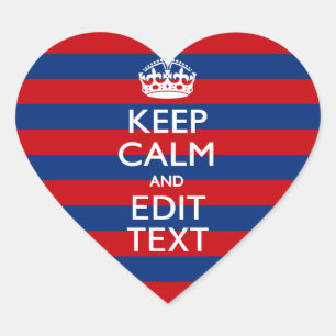 Stylish KEEP CALM AND Your Text on Stripes Heart Sticker