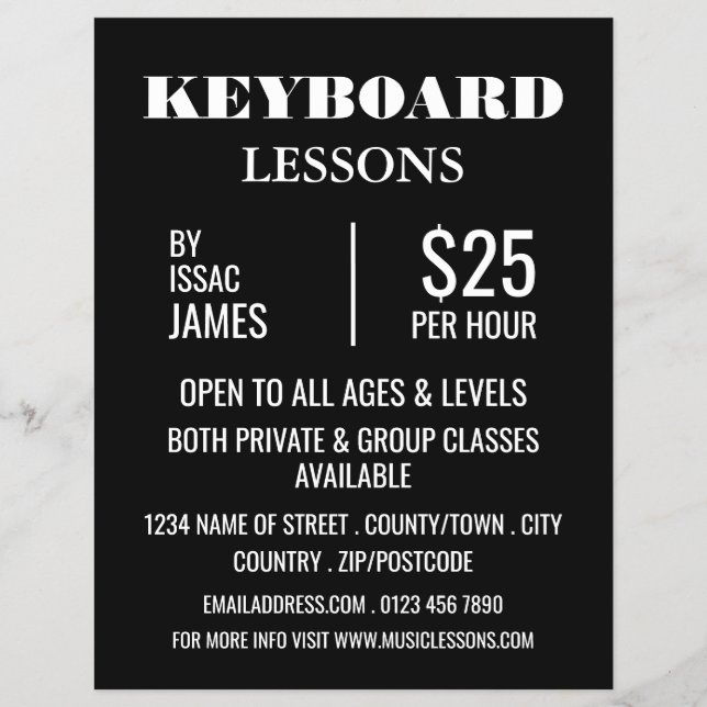 Stylish Keyboard Lessons Advertising Flyer (Front)