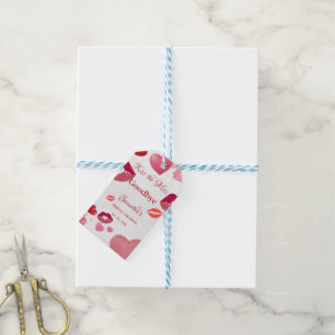 Stylish Kiss Miss Goodbye Red Lips Bridal Shower Gift Tags