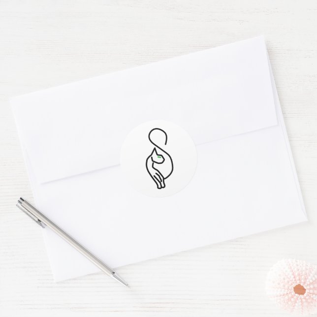Stylish Kitty Cat Outline Classic Round Sticker (Envelope)