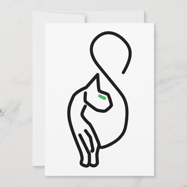 Stylish Kitty Cat Outline Invitation (Front)