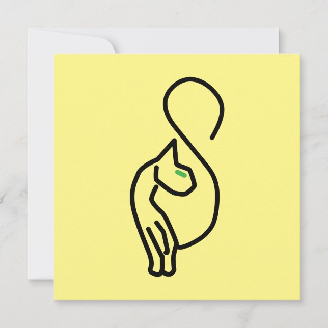 Stylish Kitty Cat Outline Invitation (Front)