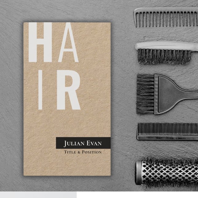 Stylish Kraft Black Hairdresser Business Card (Creator Uploaded)