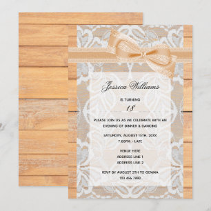 Stylish Lace, Ribbon & Bow Birthday Invitation