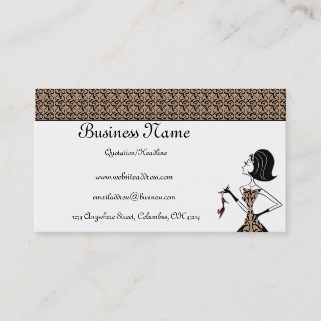 Stylish Lady with a Shoe Business Cards (Front)