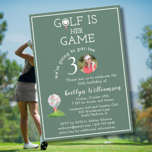 Stylish Lady's Golf Photo 30th Birthday Party Invitation