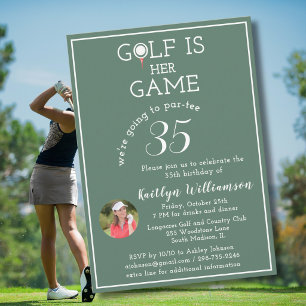 Stylish Lady's Golf Photo 35th Birthday Party Invitation