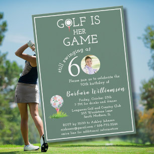 Stylish Lady's Golf Photo 60th Birthday Party Invitation