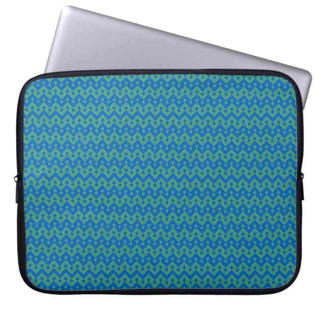 Stylish Laptop Sleeve, Emerald and Blue Geometric Laptop Sleeve (Front)