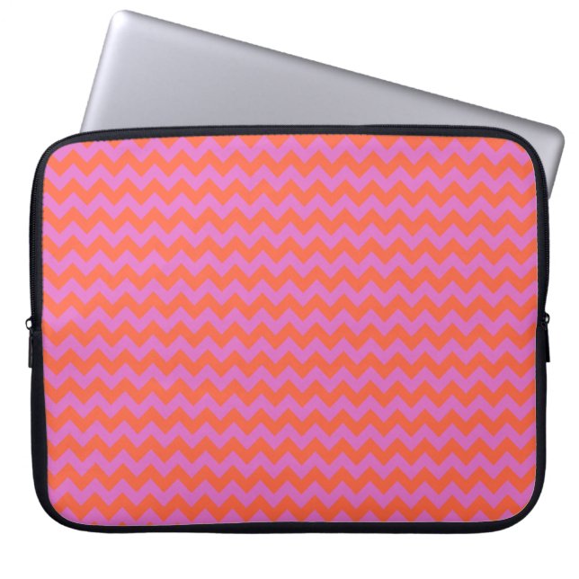 Stylish Laptop Sleeve, Orange and Magenta Chevrons Sleeve (Front)