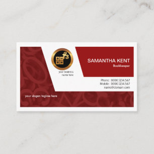 Stylish Large Creative Red Numbers Bookkeeper Business Card