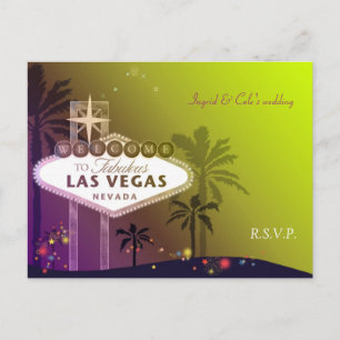 Stylish Las Vegas Nevada Wedding RSVP Invitation Postcard