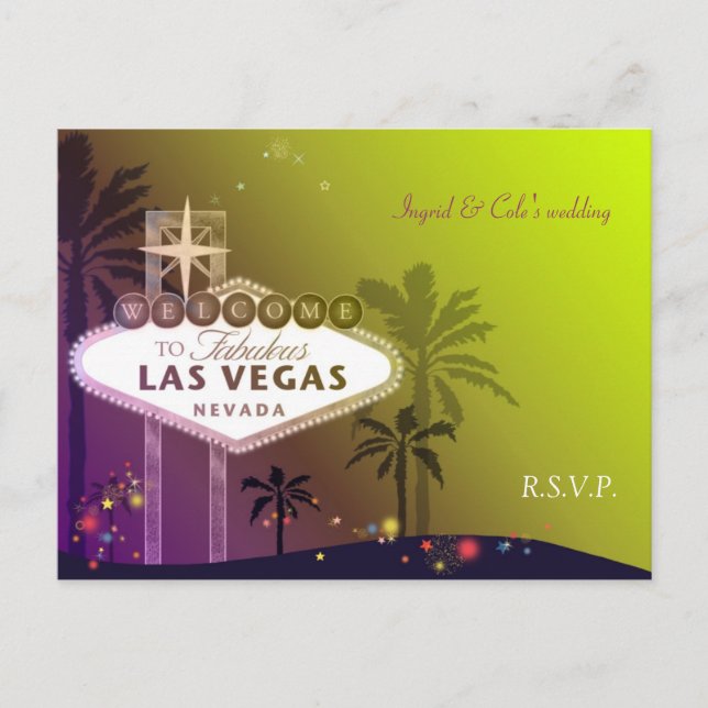 Stylish Las Vegas Nevada Wedding RSVP Invitation Postcard (Front)