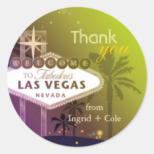 Stylish Las Vegas Wedding Thank You Favour Classic Round Sticker