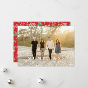 Stylish Last Name Holiday Pattern Christmas Card