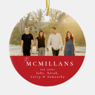 Stylish Last Name Holiday Pattern Christmas  Ceramic Tree Decoration