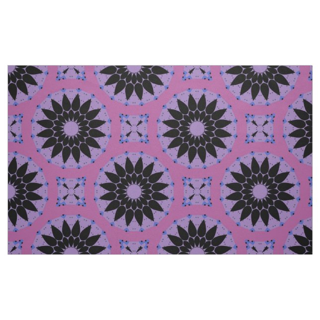 Stylish Lavender & Black Boho Geometric Pattern Fabric (Fat Quarter)