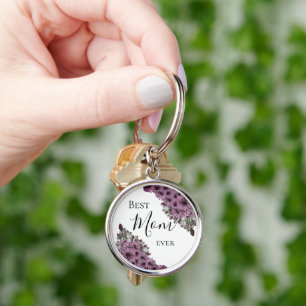Stylish Lavender Floral Best Mum Ever     Key Ring