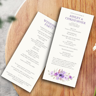 Stylish Lavender Floral Bouquet Wedding Program