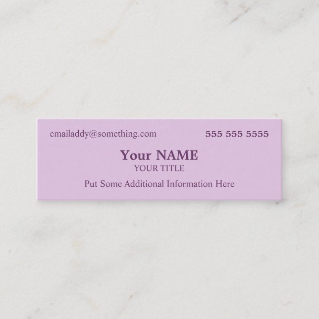 Stylish Lavender Mini Business Card (Front)