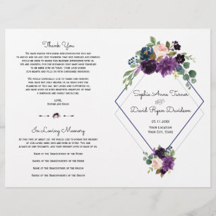 Stylish Lavender Navy Blue Floral Bloom Program