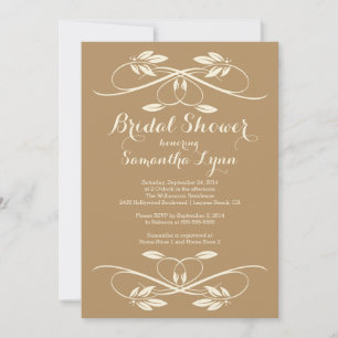 Stylish Leaf Flourish Bridal Shower Invitation