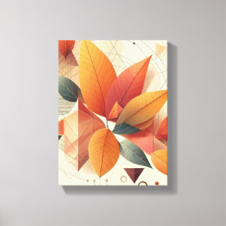 Stylish Leaf & Geometric Pattern Canvas Print