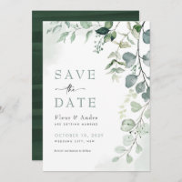 Stylish Leafy Greenery Wedding Save the Date