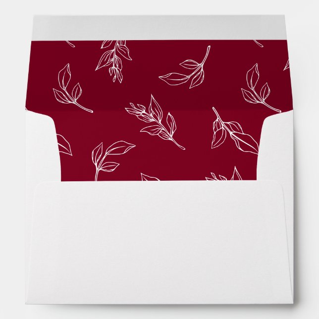 Stylish Leaves Pattern Wedding Invitation Envelope (Back (Bottom))