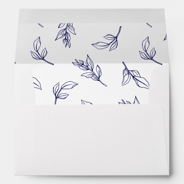 Stylish Leaves Pattern Wedding Invitation Envelope (Back (Bottom))