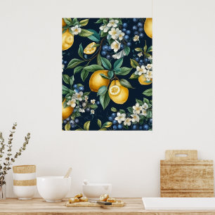Stylish Lemons and Blueberries Poster