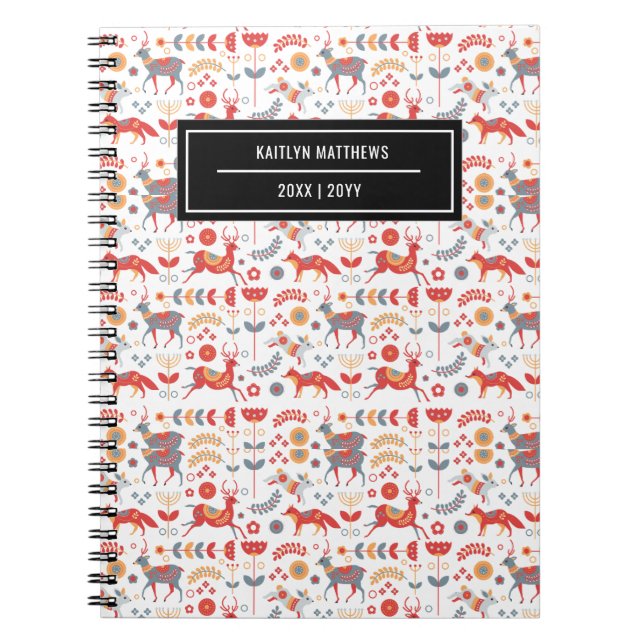 Stylish Leopard Animal Pattern Name Notebook (Front)